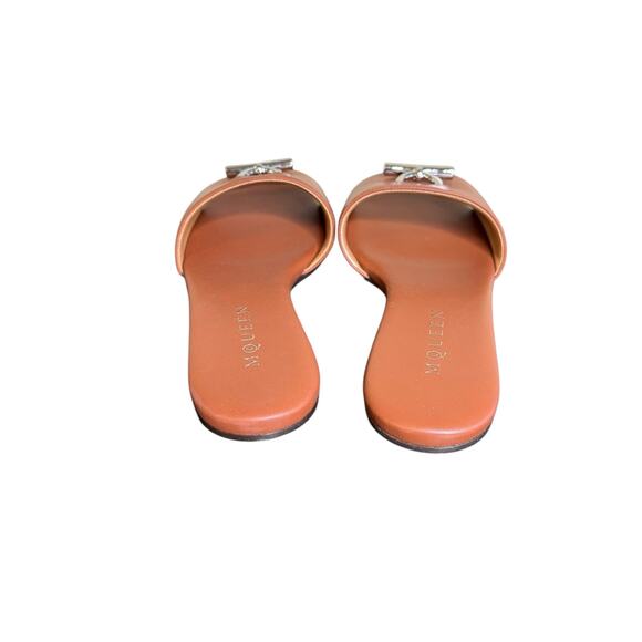 Alexander McQueen NIB T-Bar Leather Slides in Brown Size 39.5 - Picture 7 of 12